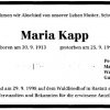 Mueller Maria 1913-1998 Todesanzeige